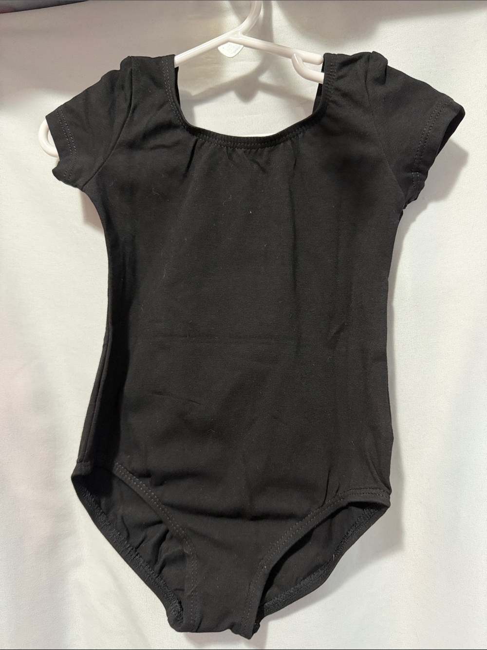 Black Short-Sleeve Kids Dance Leotard
